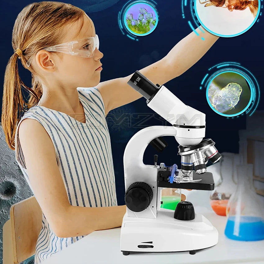 Zoom 30000X Biological HD Microscope Digital laboratory Compound Microscope with Wide-Field 10X and 50X Eyepieces for Lab