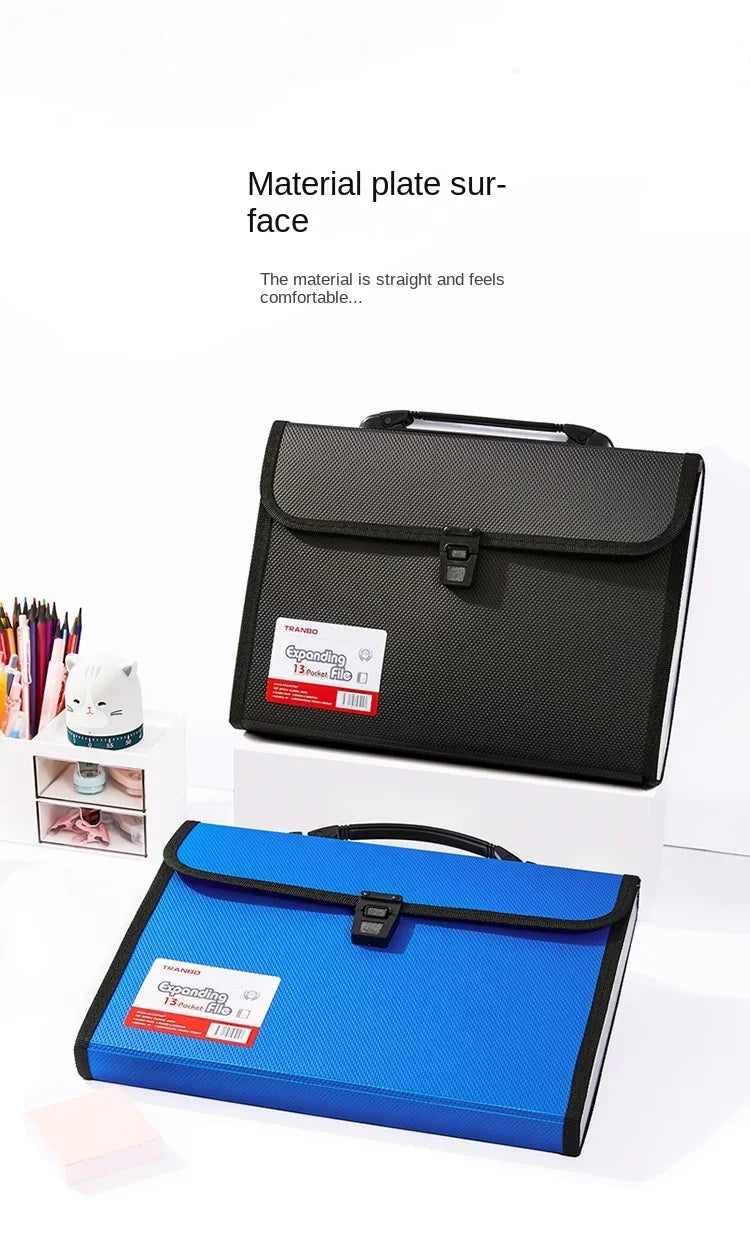 New Portable 13 Pockets A4 Size Expanding Wallet File Folder Paper Document Storage Organ Bag Holder Office School Organizer