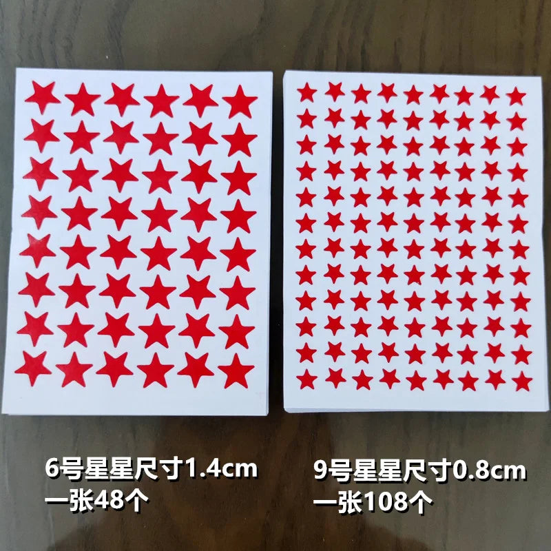 10sheets/bag Red Star Sticker Stamping Five Pointed Star Sticker Children's Reward Sticker Teacher Praise Label