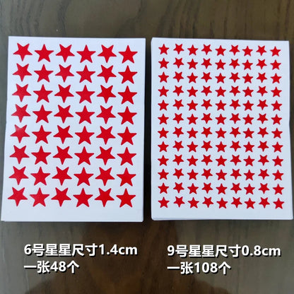 10sheets/bag Red Star Sticker Stamping Five Pointed Star Sticker Children's Reward Sticker Teacher Praise Label