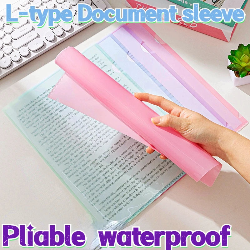 12Pcs Document Bag Waterproof Folder A4 Clear File Display Book L Type Plastic Project Pockets Reusable Resume Sleeves