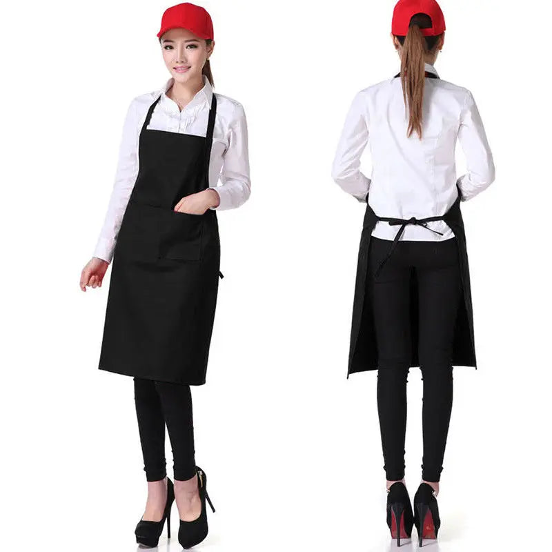 2022 New Fashion Unisex Work Apron For Men Canvas Black Apron Bib Adjustable Cooking Kitchen Aprons For Woman With Tool Pockets