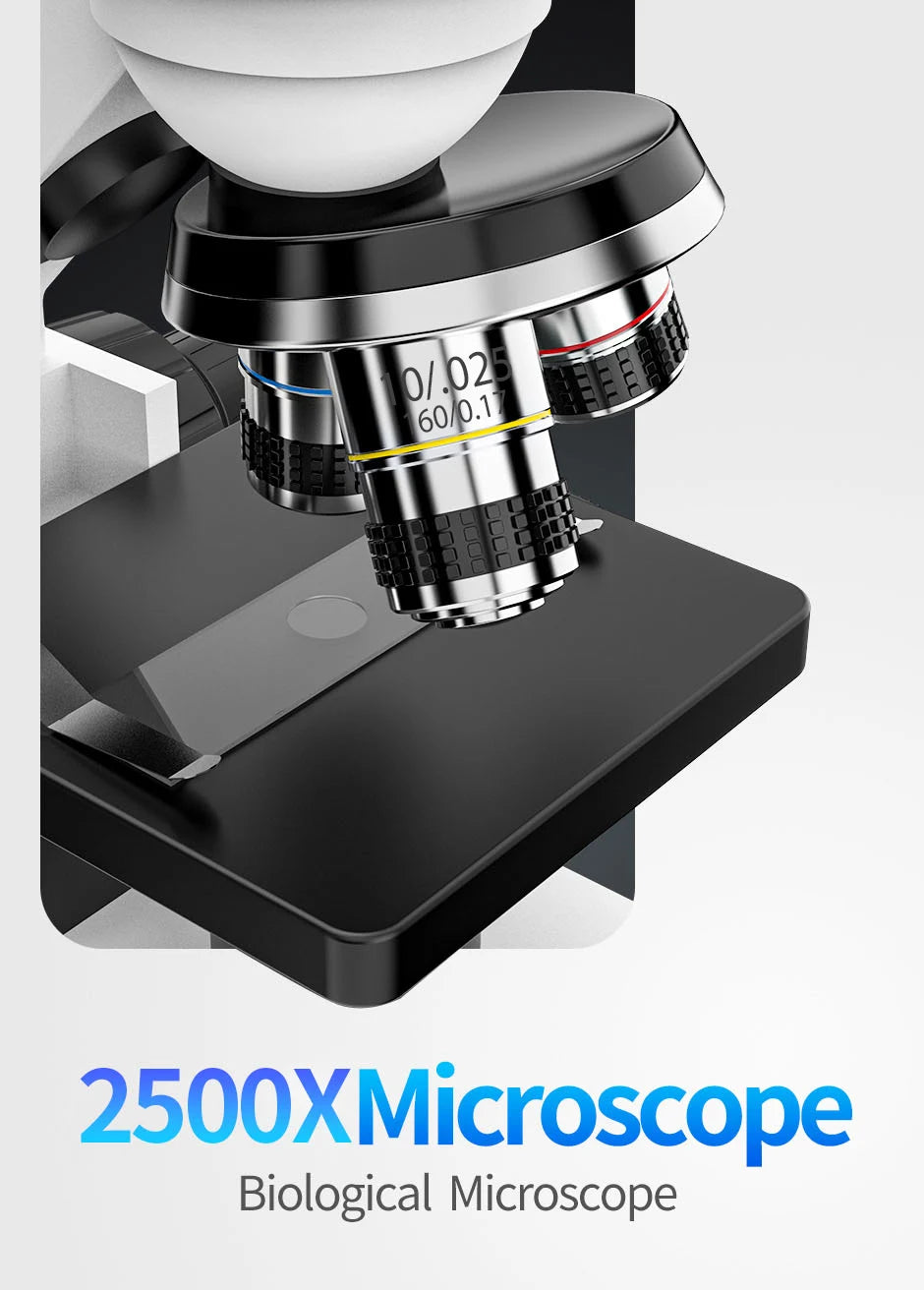 Compound Microscope for Adults Students 40X-2500X Lab Microscopes with Phone Adapter Slides Set  for School Home Education