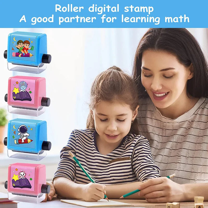 Math Roller Stamp Addition Subtraction Multiplication Division Practice Digital Type Mathematical Operation Stamp Pupils Teacher