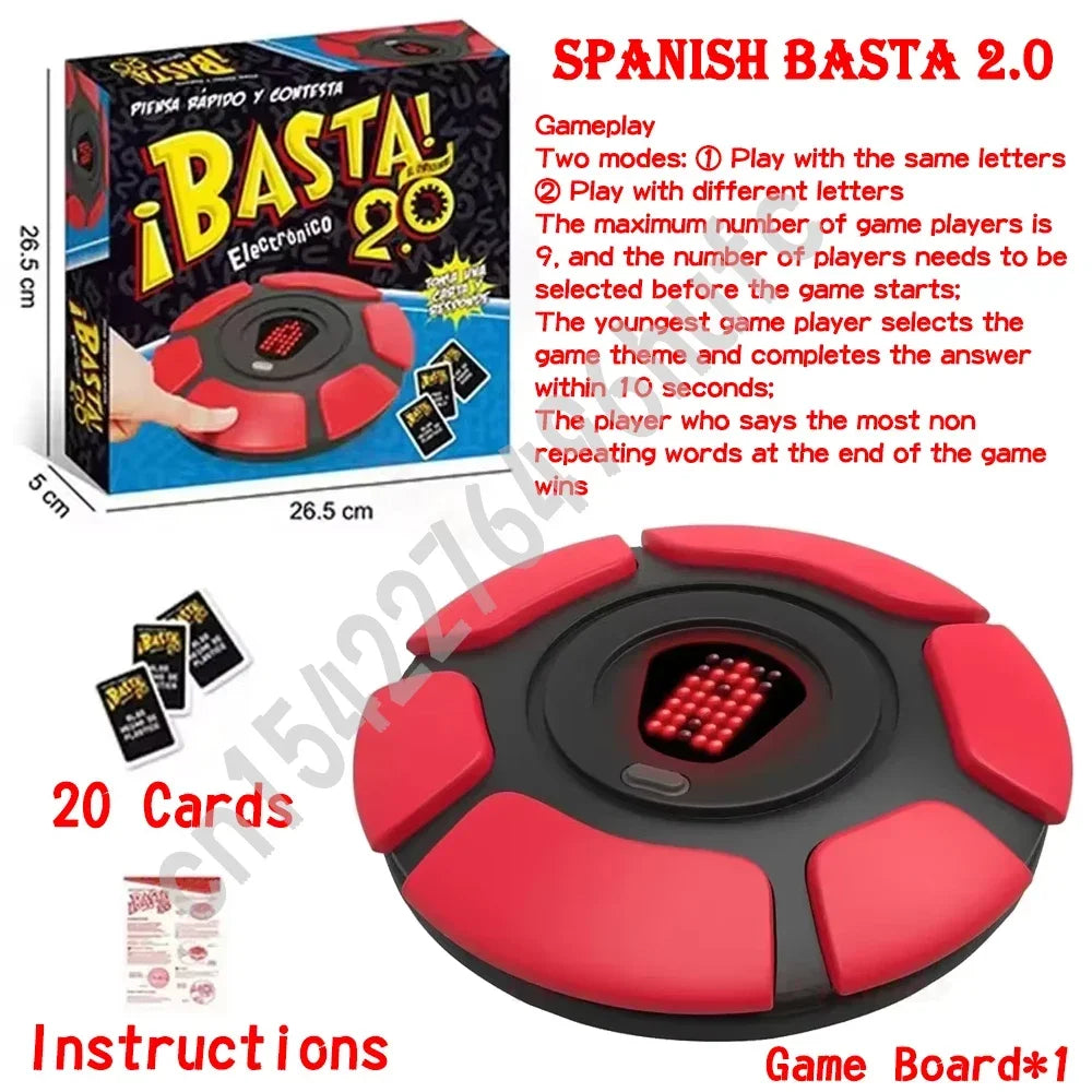 Basta 2.0 Spanish Board Games Quick Thinking Letters Pressing Digital Display Family Games Party Gifts Portable Basta En Español