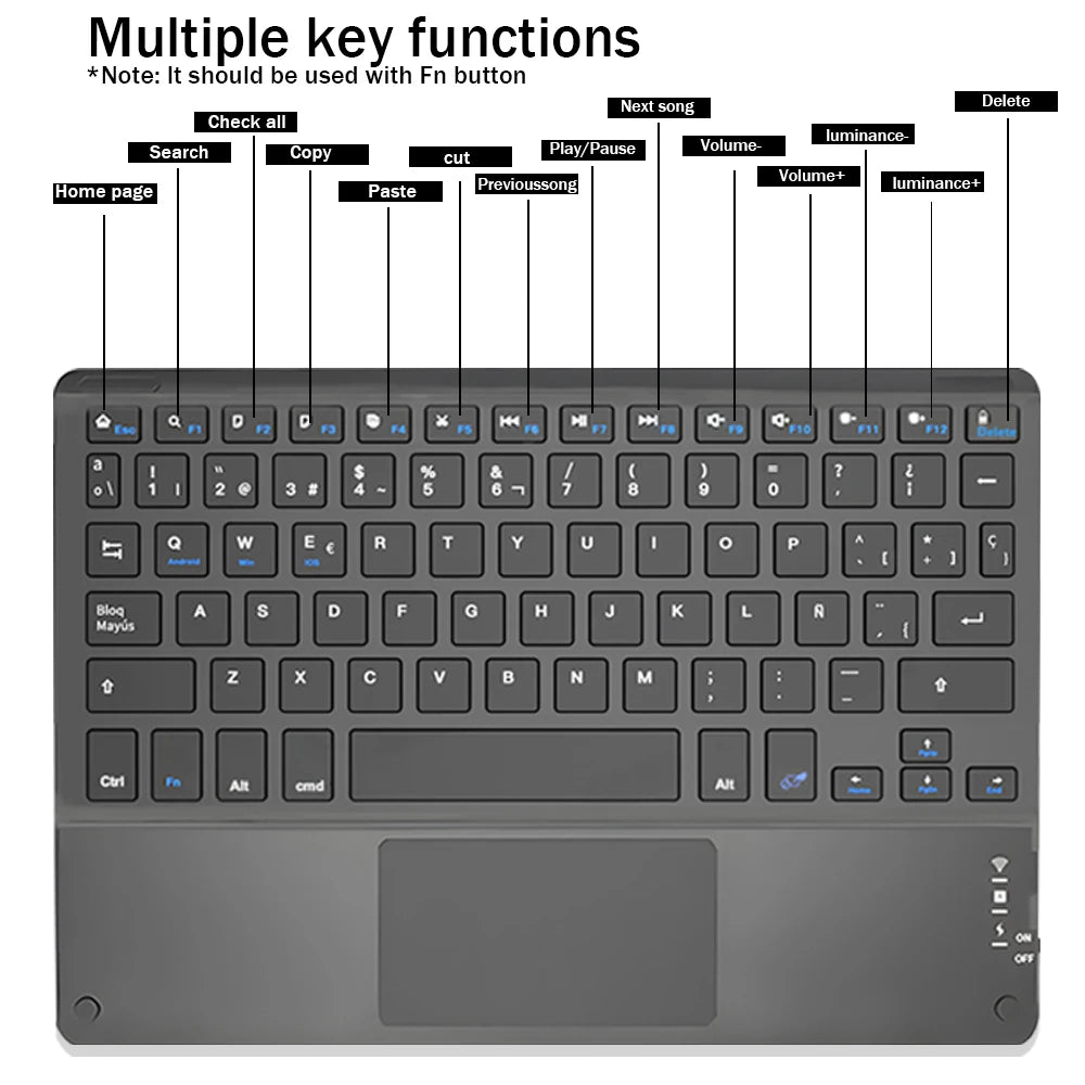 TrackPad Bluetooth Keyboard With Mouse For IOS Android Windows Wireless Keyboard For Tablet Phone Accessories For iPad Keyboard