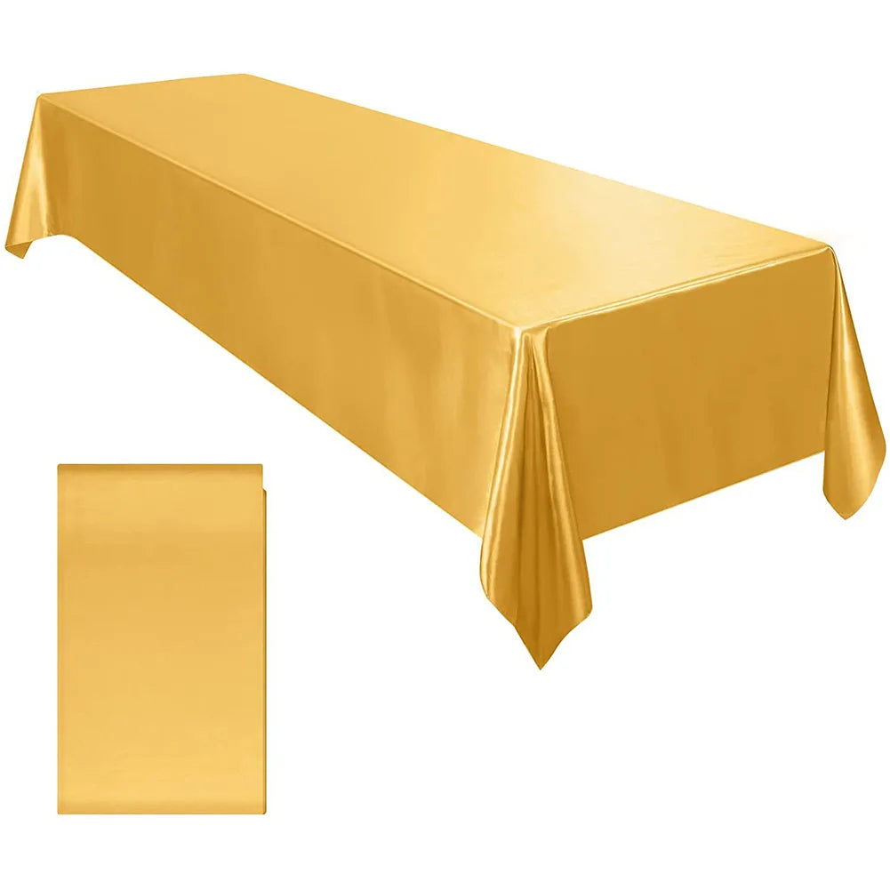 Rectangle Satin Tablecloth Table Cloth 145x260cm For Baby Shower Birthday Banquet Decor Wedding Dining Table