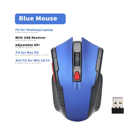 2.4Ghz Gaming Wireless Mouse for MacBook Air Pro 2018-2022 With USB Receiver 1000-1600 Adjustable DPI PC Computer Gaming Mouse