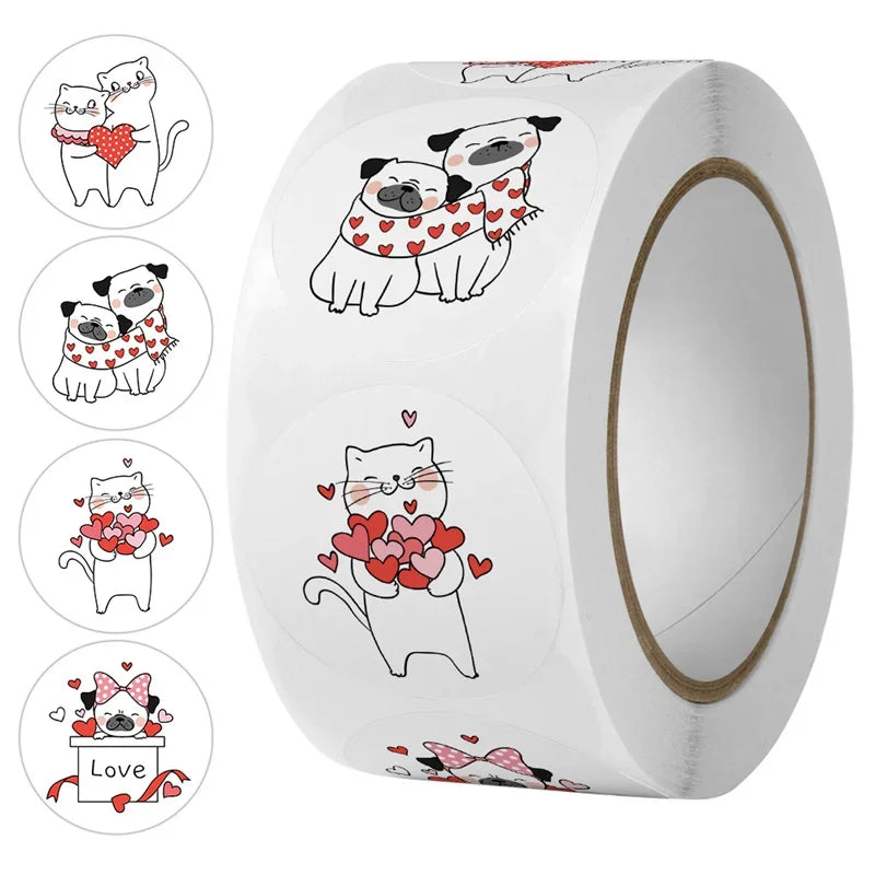 100-500pcs Kawaii Cat Thank You Stickers Round Cartoon Animal Adhesive seal Labels for Greeting Cards Gift Decoration Stationery