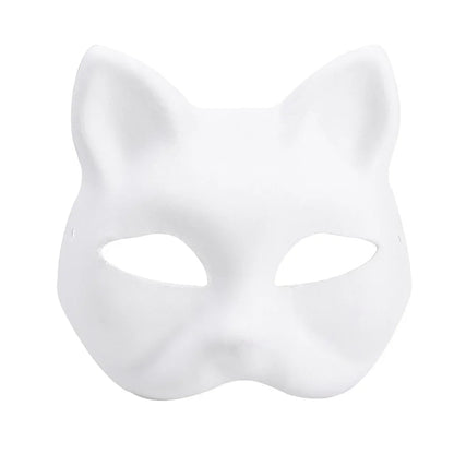 Blank Cat Masks DIY White Plain Party Cosplay Prop Painting Face Mask Unpainted Paper Fox Masks Craft Hand Halloween Accessories