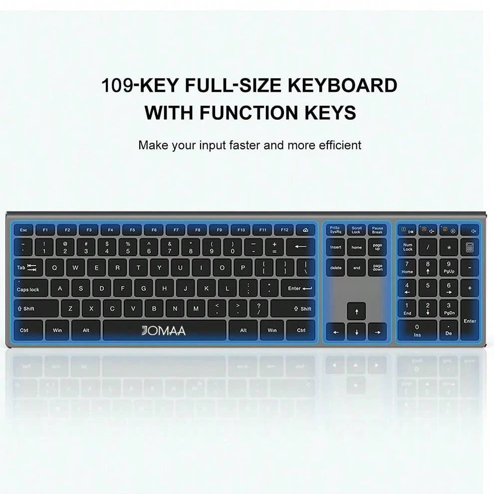 Jomaa USB Wireless Keyboard Ergonomic Scissor Design Keys Full Size Slim Office Computer Keyboard Russian/Spain/US Layout