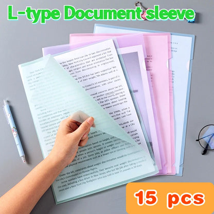 12Pcs Document Bag Waterproof Folder A4 Clear File Display Book L Type Plastic Project Pockets Reusable Resume Sleeves