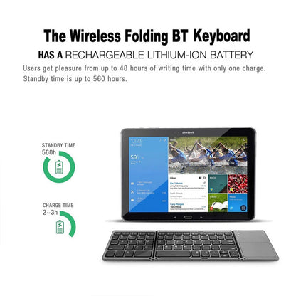 B033 Mini Wireless Keyboard Bluetooth Touchpad Portable Magnetic Triple Folding Keyboard for Windows Android IOS iPad