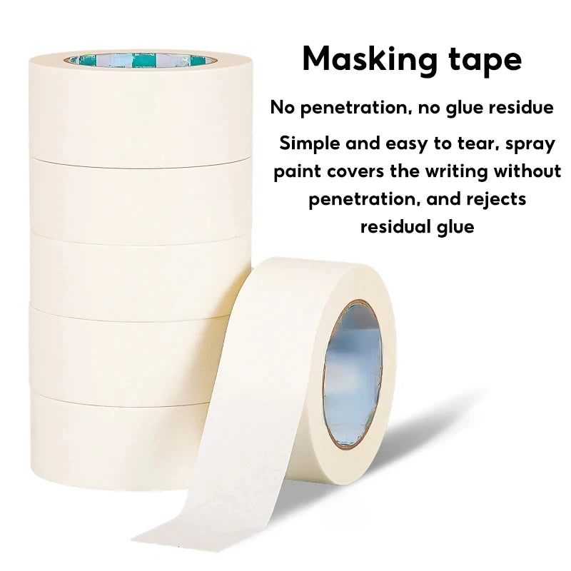 10m Long Masking Tape Beige Car Painting Car House Oil Painting Single-sided Masking Tape