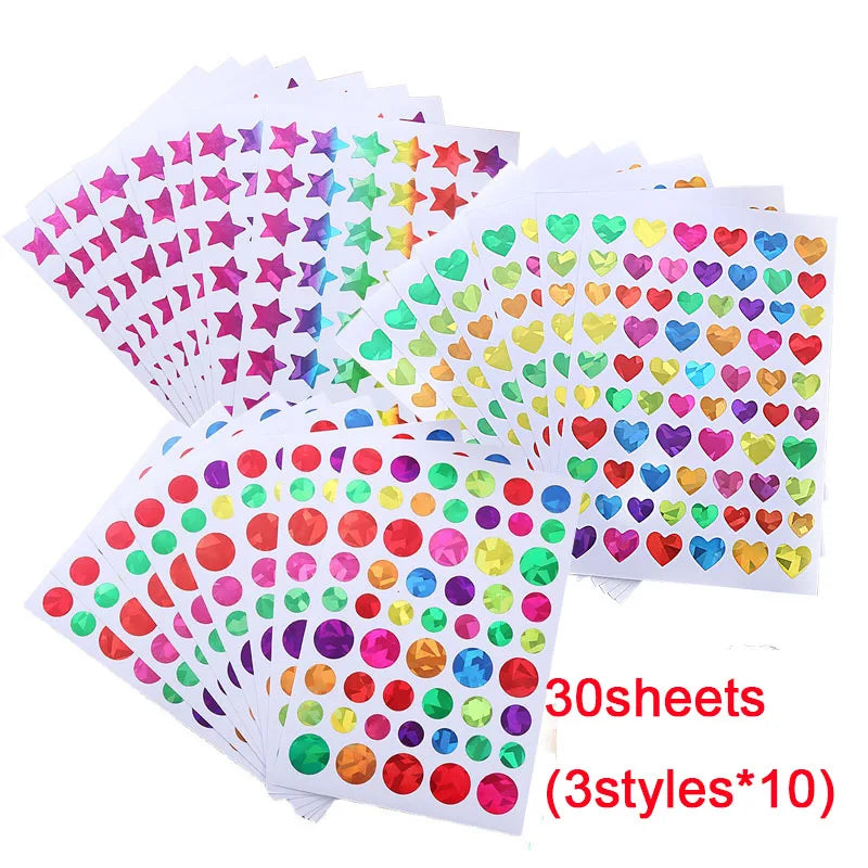 Sparkly Holographic Dot Star Stickers for Kids DIY Decoration Stationery Scrapbook Glitter Foil Behavior Reward Chart Sticker