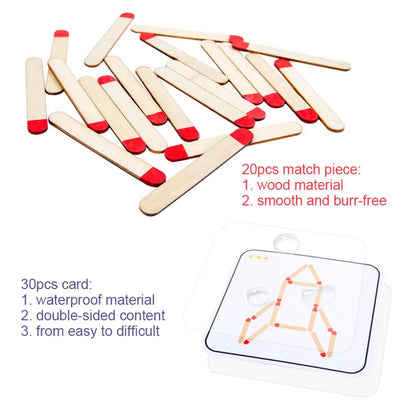 Montessori Matches Puzzles Game Wooden Toys DIY Math Geometry Board Game Thinking Match Logic Training Educational Toys For Kids