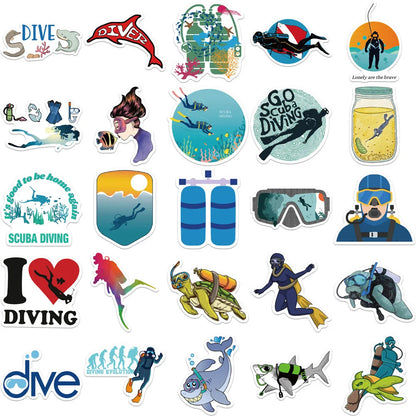 10/30/50pcs Cool Summer Diving Graffiti Stickers Decal Laptop Motorcycle Skateboard Luggage Phone Guitar Car Waterproof Sticker