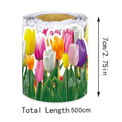 Adhesive Paper Decorative Tulip Flower Trim Border for School Classroom Chalkboard Floral Bulletin for Blackboard