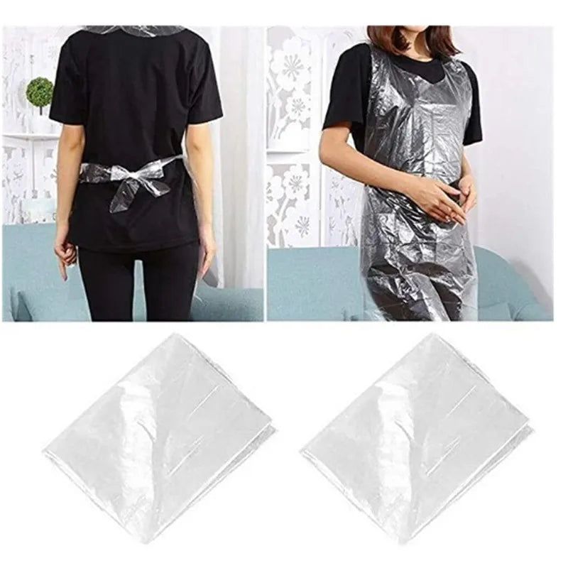 100pcs Adult Disposable Tattoo Apron Transparent Clothing Anti Pollution Sterile Clothing Clean Cover Cape Cloth Apron