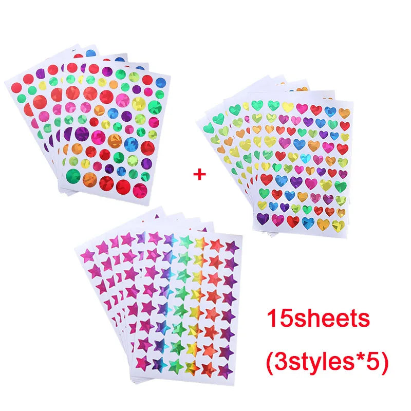 Sparkly Holographic Dot Star Stickers for Kids DIY Decoration Stationery Scrapbook Glitter Foil Behavior Reward Chart Sticker