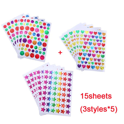 Sparkly Holographic Dot Star Stickers for Kids DIY Decoration Stationery Scrapbook Glitter Foil Behavior Reward Chart Sticker