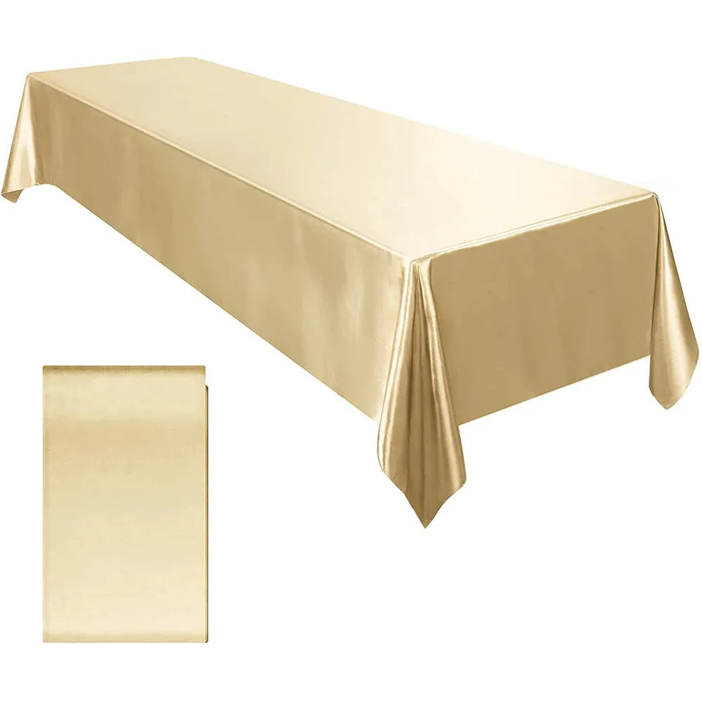 Rectangle Satin Tablecloth Table Cloth 145x260cm For Baby Shower Birthday Banquet Decor Wedding Dining Table