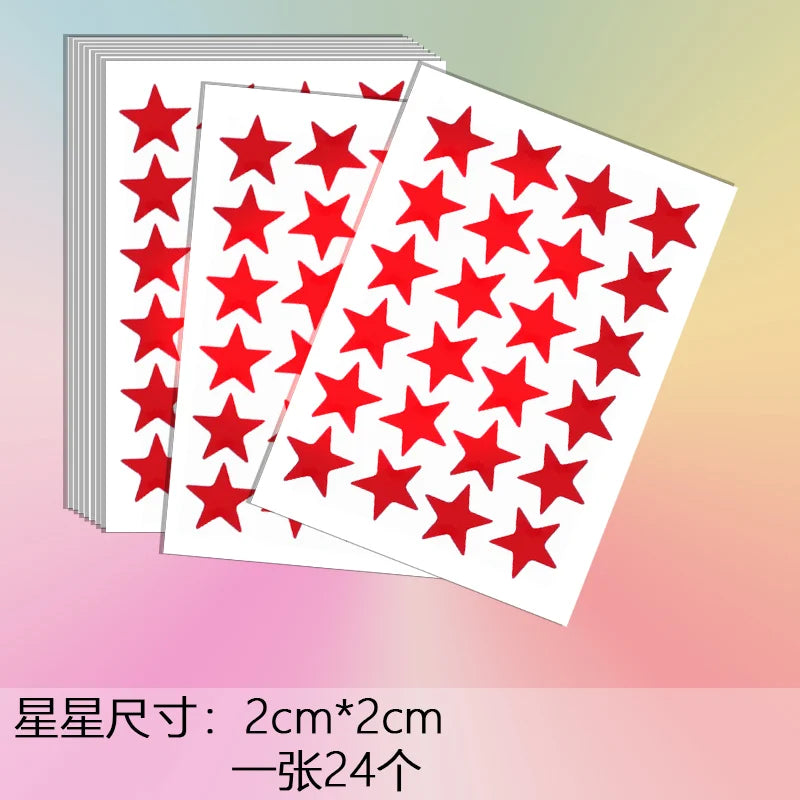 10sheets/bag Red Star Sticker Stamping Five Pointed Star Sticker Children's Reward Sticker Teacher Praise Label