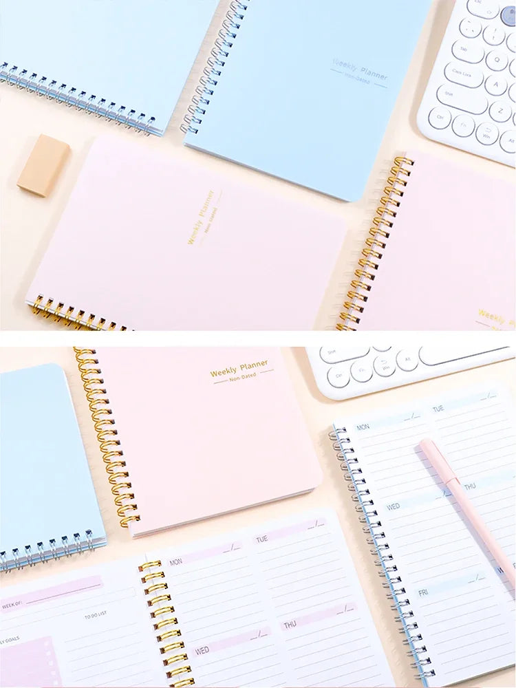 Planner Schedule Agenda Efficiency Notebook Daily Weekly Monthly Diary Journal for Students School Office Stationery Supplies