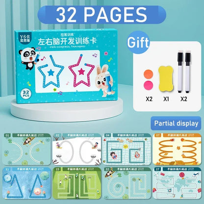 2024 Magical Tracing Workbook Set Children Pen Control Training Practice Copybook for Kids Early Educational Draw Line Card Toy