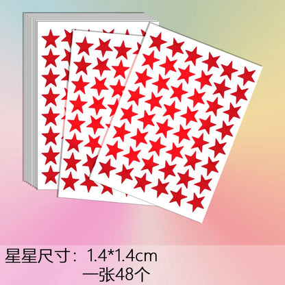 10sheets/bag Red Star Sticker Stamping Five Pointed Star Sticker Children's Reward Sticker Teacher Praise Label