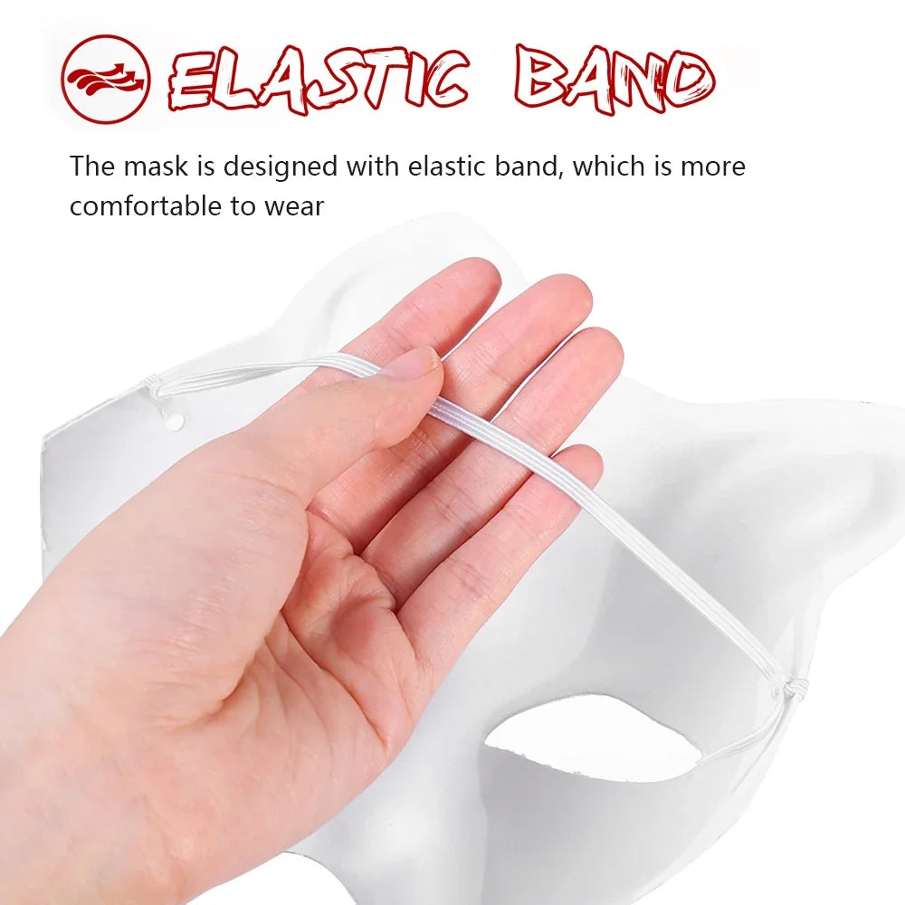 Blank Cat Masks DIY White Plain Party Cosplay Prop Painting Face Mask Unpainted Paper Fox Masks Craft Hand Halloween Accessories