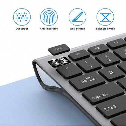 Jomaa USB Wireless Keyboard Ergonomic Scissor Design Keys Full Size Slim Office Computer Keyboard Russian/Spain/US Layout