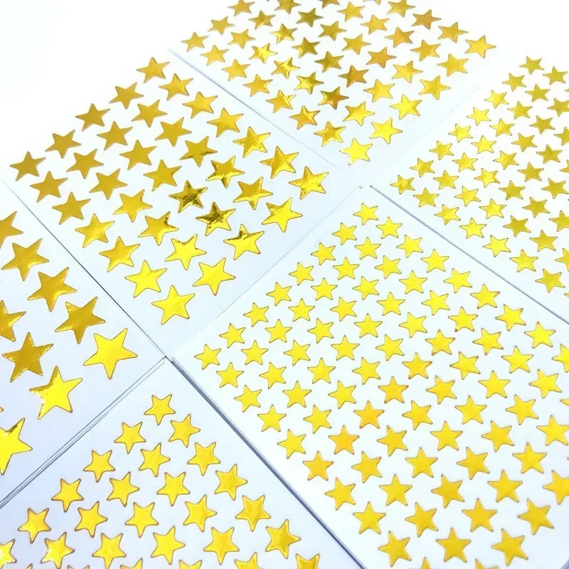 10sheets/bag Gold Star Sticker Stamping Five Pointed Star Sticker Reward Sticker Teacher Praise Label