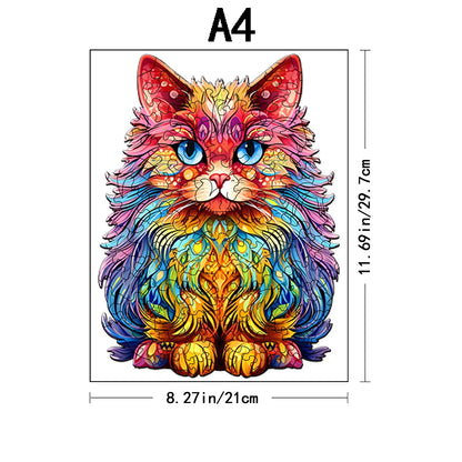 Wooden Puzzle Gifts - Colored Cat - Peacock - Adult Model Game - Children's Puzzle Toys - Intelligence Toy Game for Boys