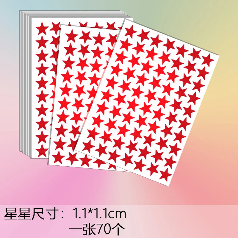 10sheets/bag Red Star Sticker Stamping Five Pointed Star Sticker Children's Reward Sticker Teacher Praise Label