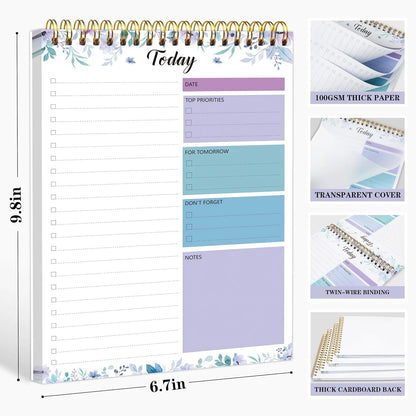 To Do List Notepad Daily Planner Notepad 104 Pages Task Planner 6.7"x9.8" Notebook with Checklist Productivity Planning Pad