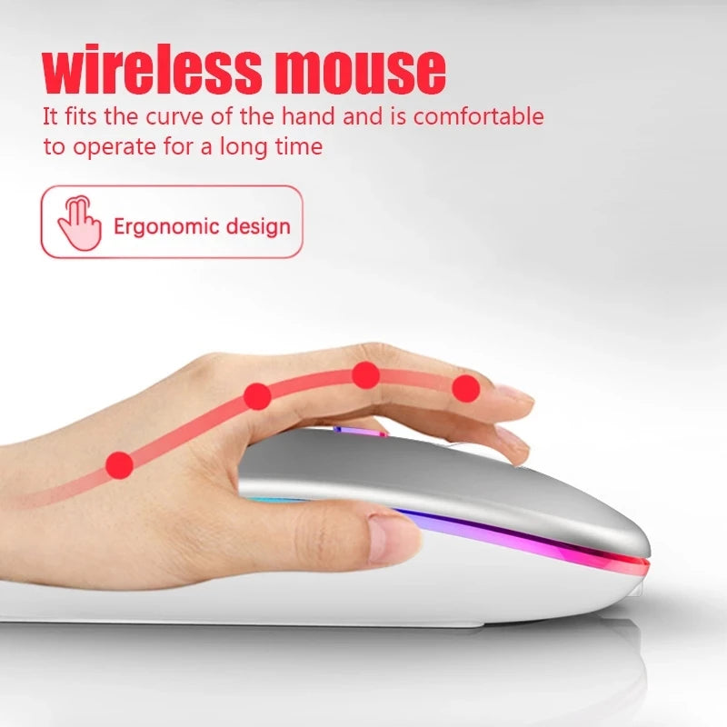 Rechargeable Wireless Mouse Colorful Backlit Mosue Silent Mute Computer Accessories for Home /Office / Games