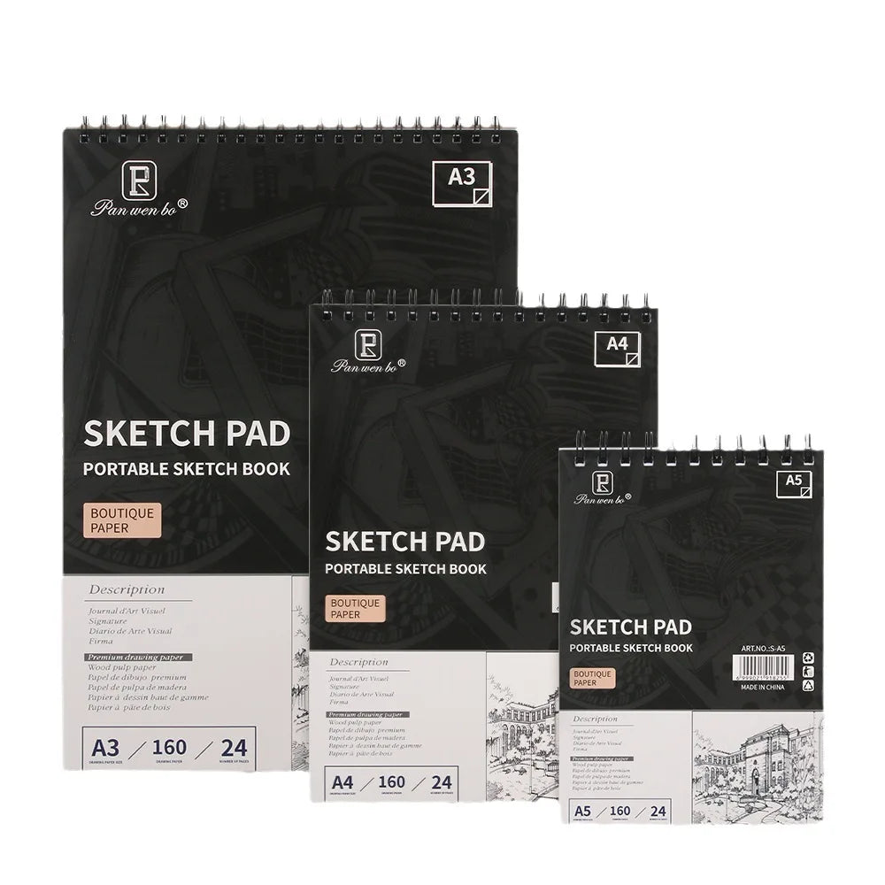 Sketchbook Top Spiral Bound Sketch Pad, 24 Sheets Acid Free Paper(160gsm) , Professionals Painting Drawing Sketching Book