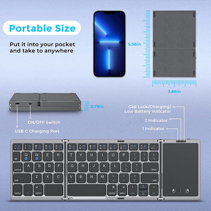 Seenda Foldable Wireless Bluetooth Keyboard Rechargeable Folding Portable Keyboards for PC Mac Smartphone Windows iOS Android