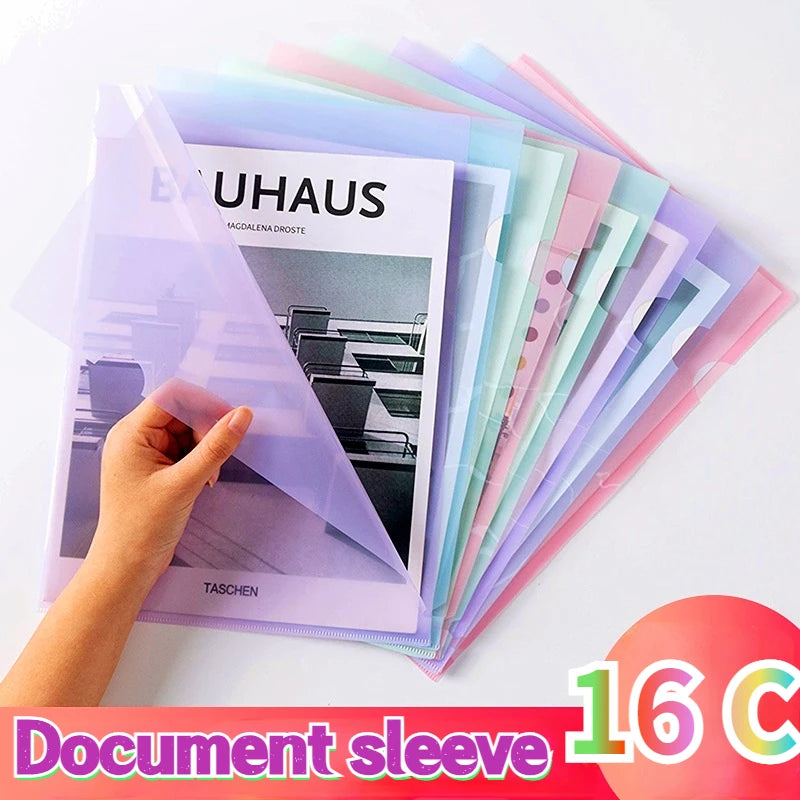 12Pcs Document Bag Waterproof Folder A4 Clear File Display Book L Type Plastic Project Pockets Reusable Resume Sleeves