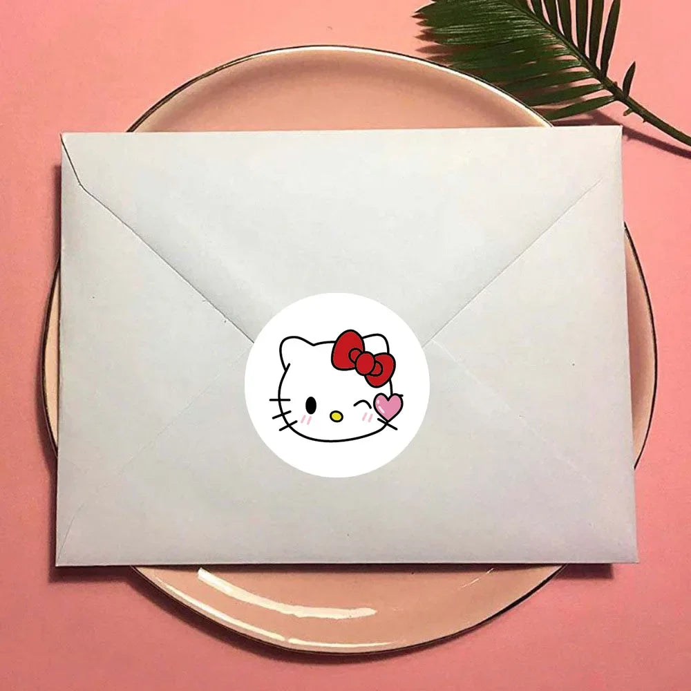 100-500pcs Kawaii Cat Thank You Stickers Round Cartoon Animal Adhesive seal Labels for Greeting Cards Gift Decoration Stationery