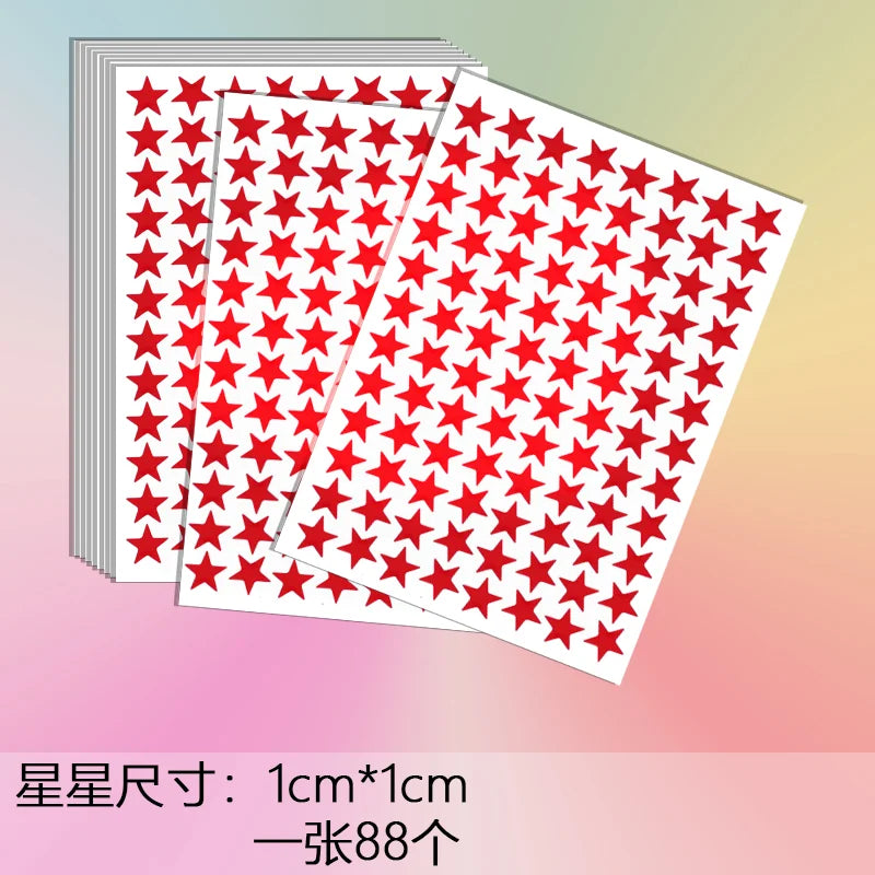 10sheets/bag Red Star Sticker Stamping Five Pointed Star Sticker Children's Reward Sticker Teacher Praise Label