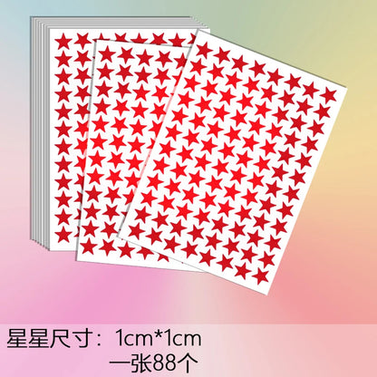 10sheets/bag Red Star Sticker Stamping Five Pointed Star Sticker Children's Reward Sticker Teacher Praise Label